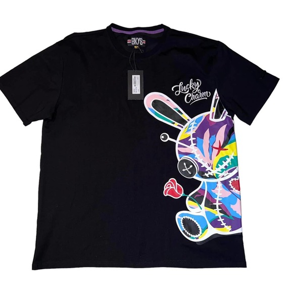 BKYS Black Embroidered Rabbit Shirt Size 3XL Lucky Charm Big Logo - Picture 1 of 6